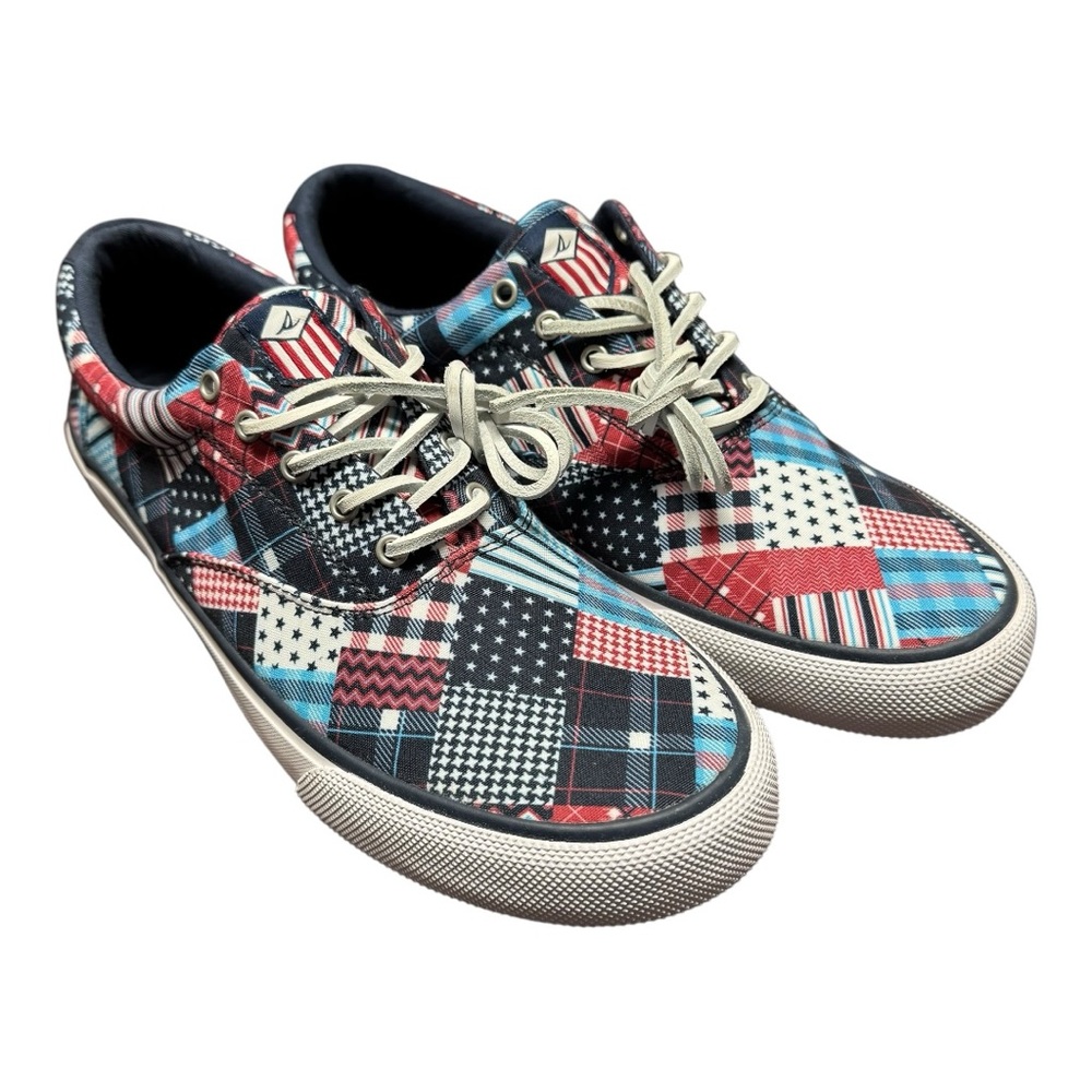 New Men’s Size 11.5 Sperry Striper USA Patchwork Top-Spider Canvas Sneaker